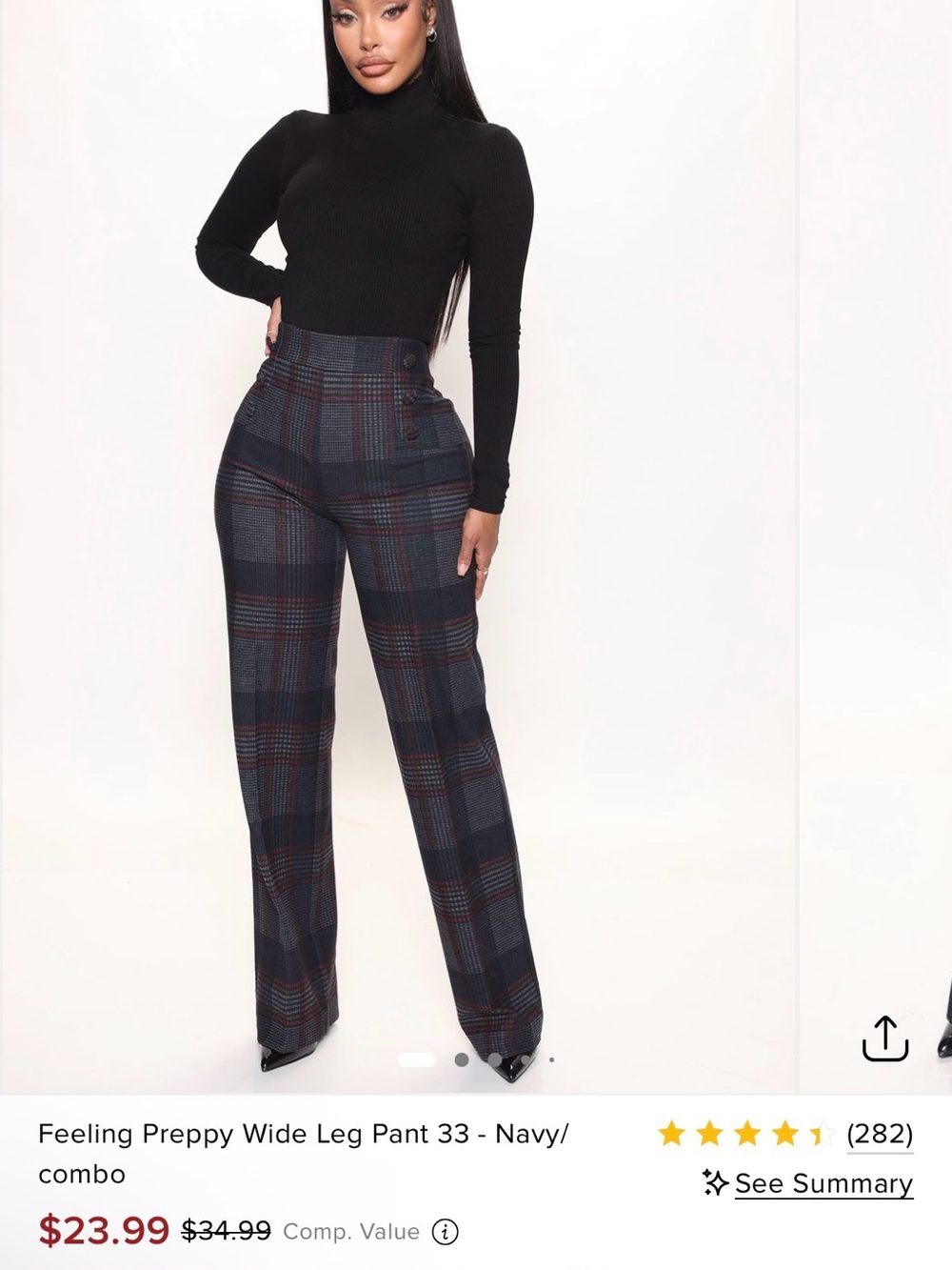 Wide Leg Pants - Navy Combo